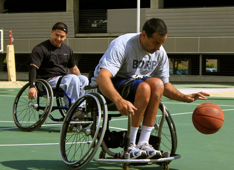 men playing wheelchair basketball
